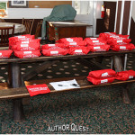 Backpacks of goodies are readied for each author